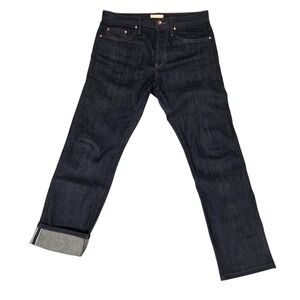 Unbranded Brand UB222 Jeans Mens 31 Indigo Tapered Stretch Raw Selvedge Denim